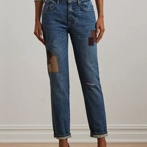 Ralph Lauren Blue Patchwork Straight Leg Jeans